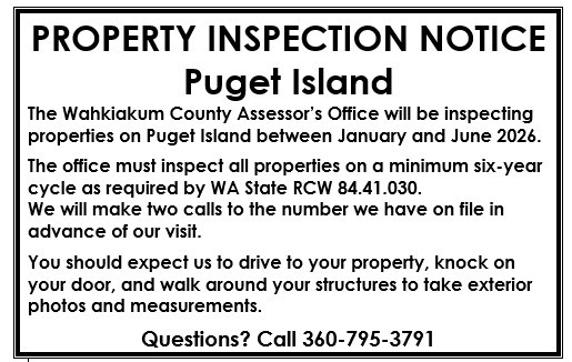 2026 - Puget Island Inspection Notice